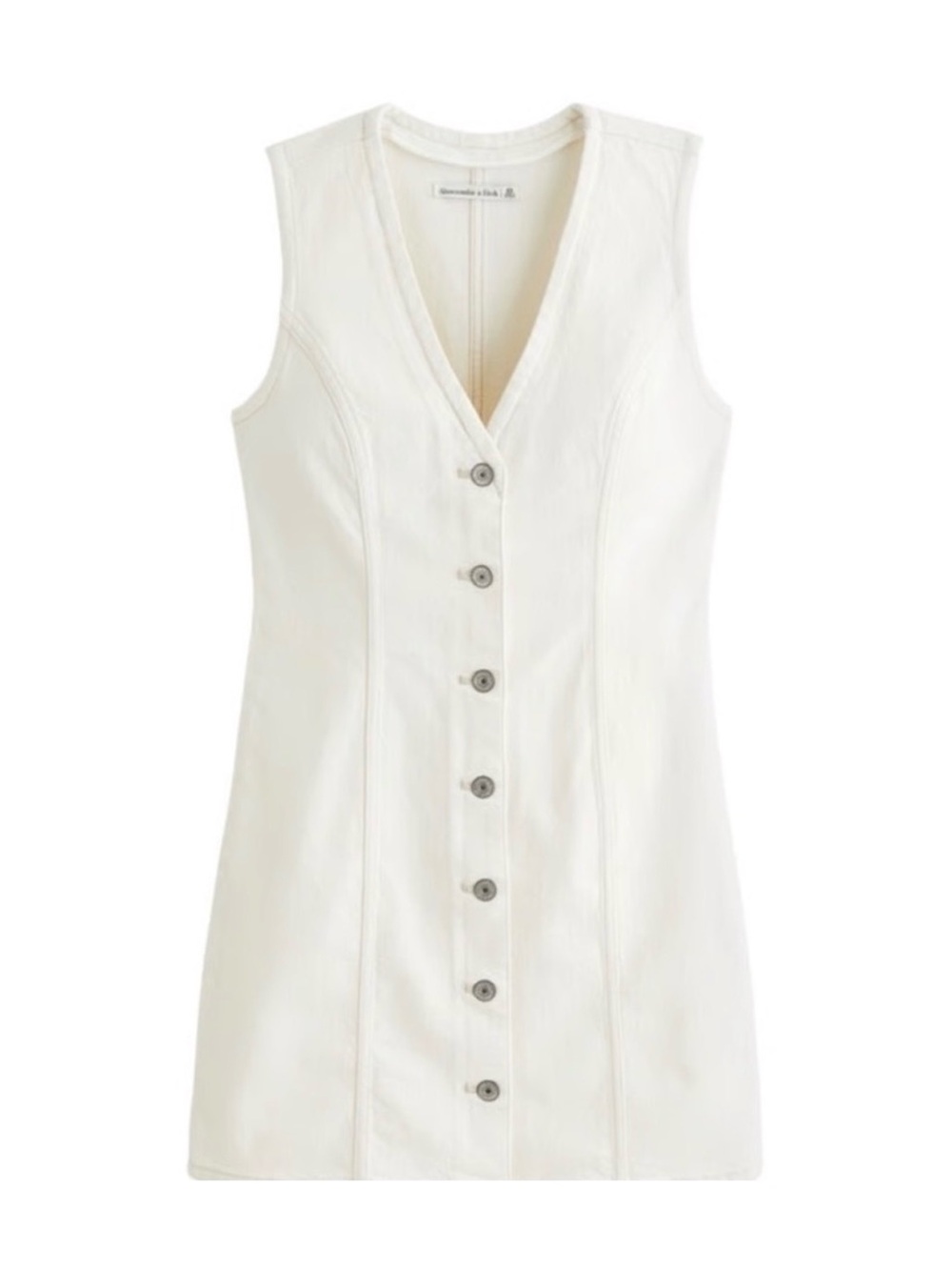 Abercrombie Sleeveless White Button-Front Denim Dress